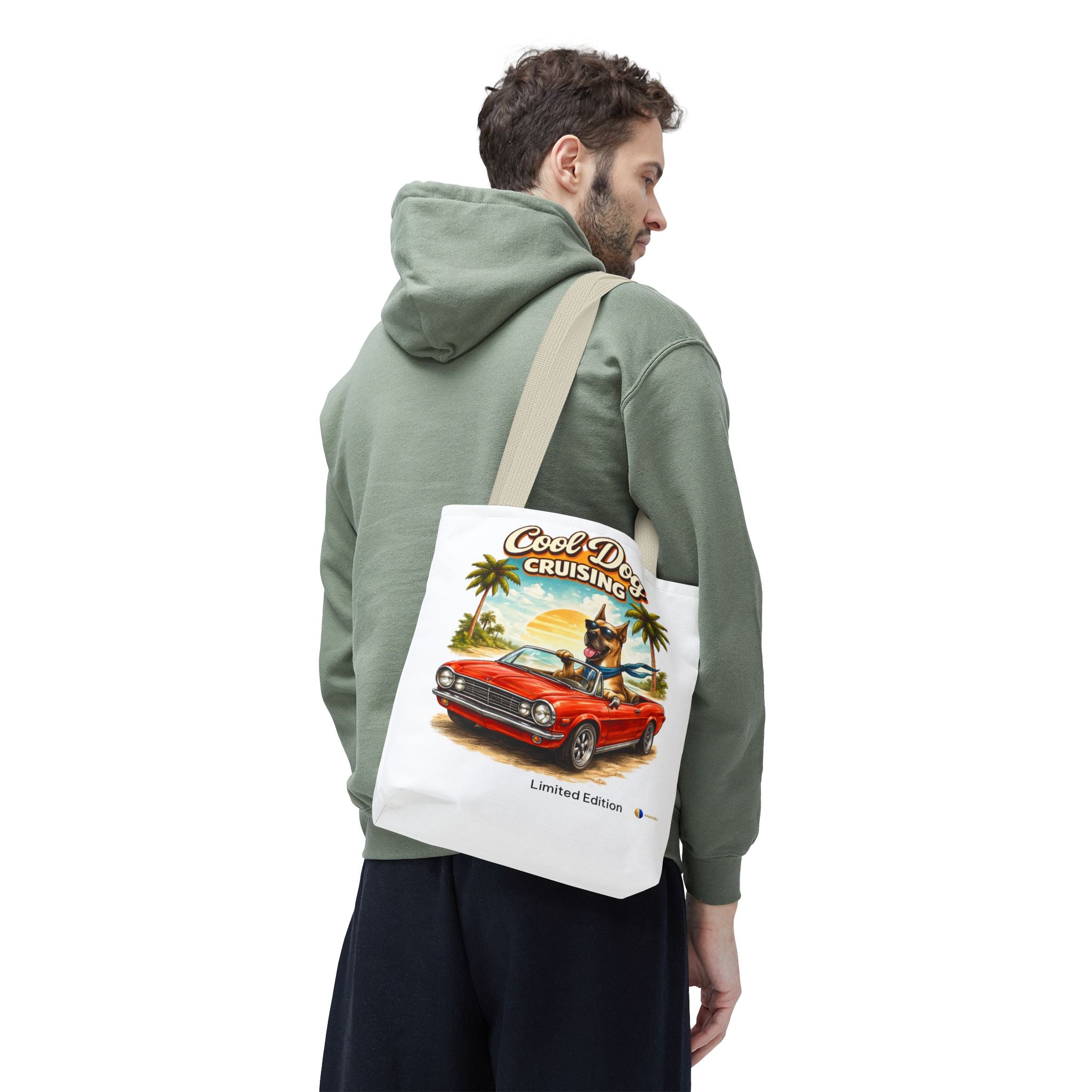 Cool Dog Cruising Tote Bag — Retro Convertible Beach Dog Beach Tote
