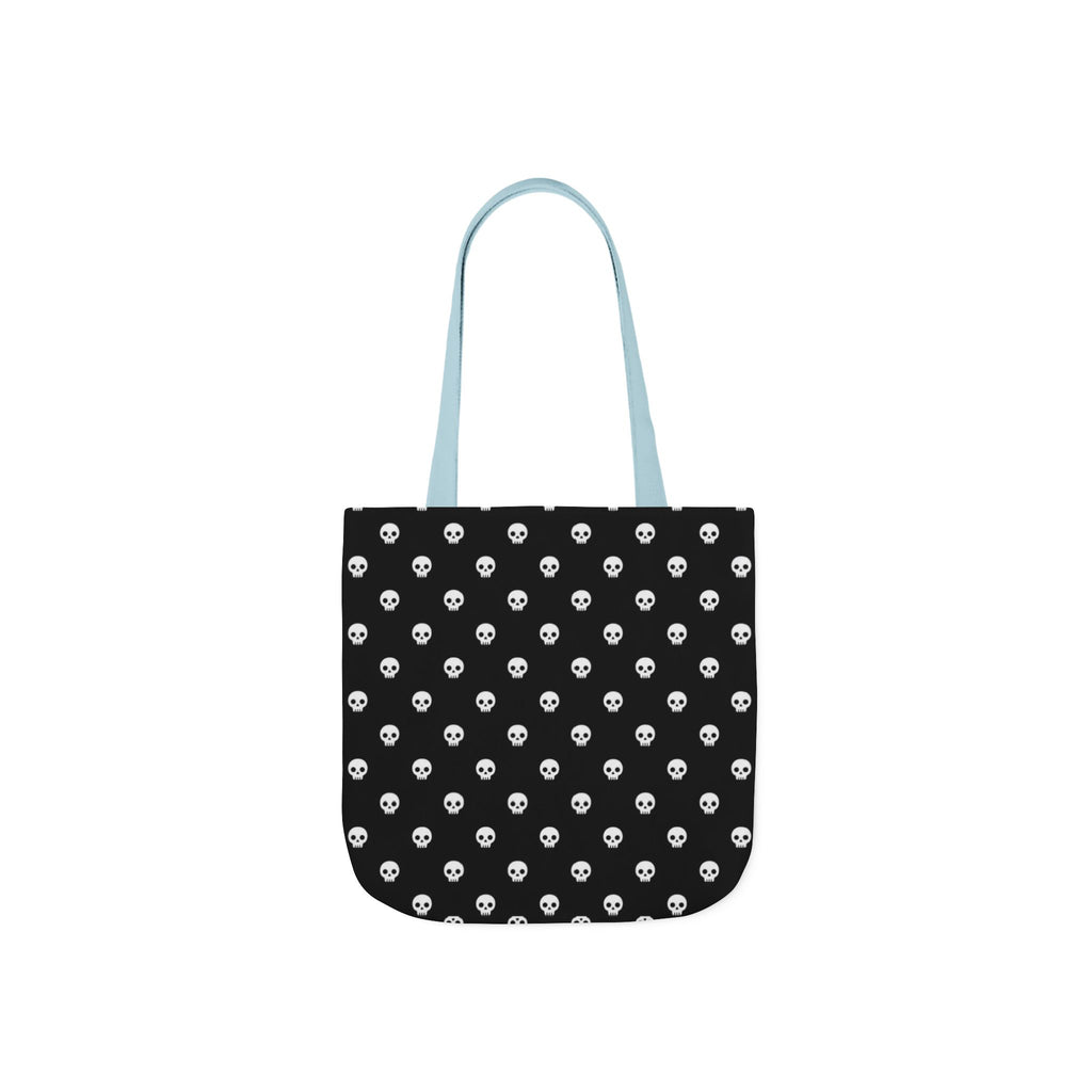 Halloween White Skulls Black Pattern Canvas Tote Bag