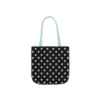 Halloween White Skulls Black Pattern Canvas Tote Bag