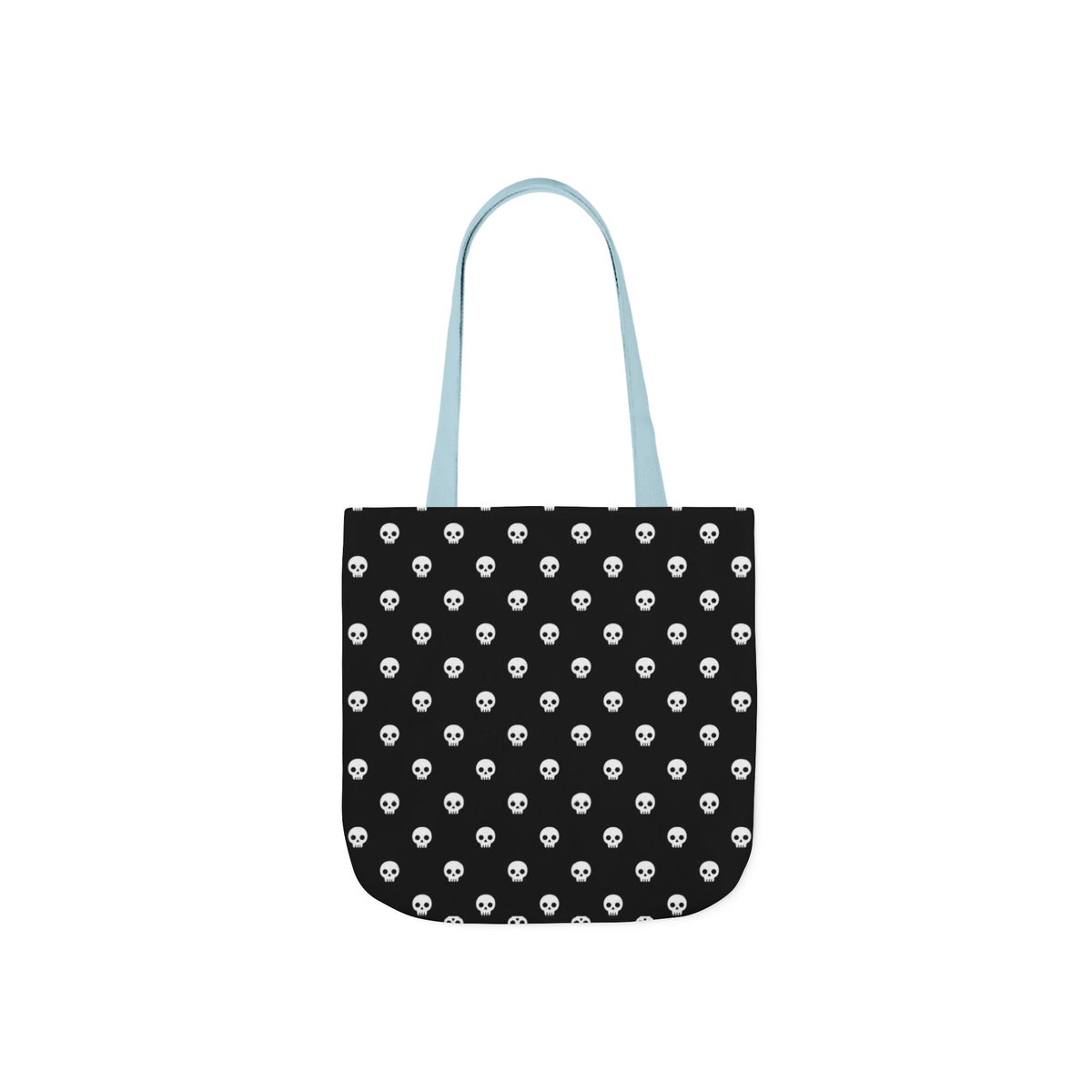 Halloween White Skulls Black Pattern Canvas Tote Bag