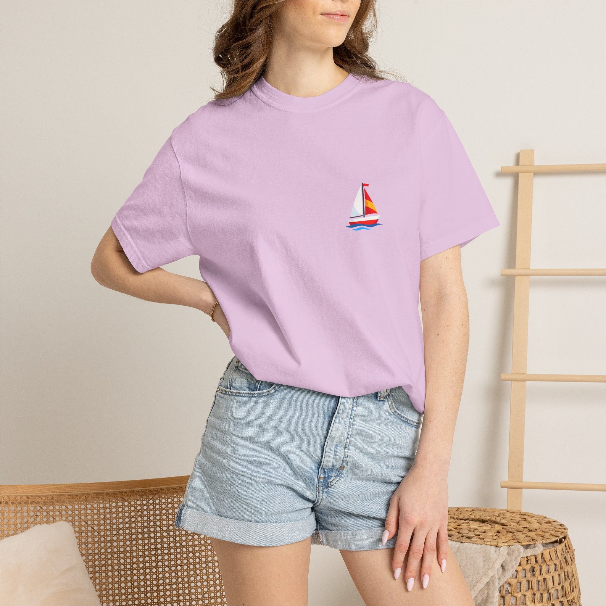 Sailboat Pocket T-Shirt — Colorful Minimal Nautical Tee