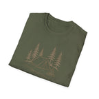 Camping Tent Tee — Minimal Lakeside Campfire Graphic T-Shirt