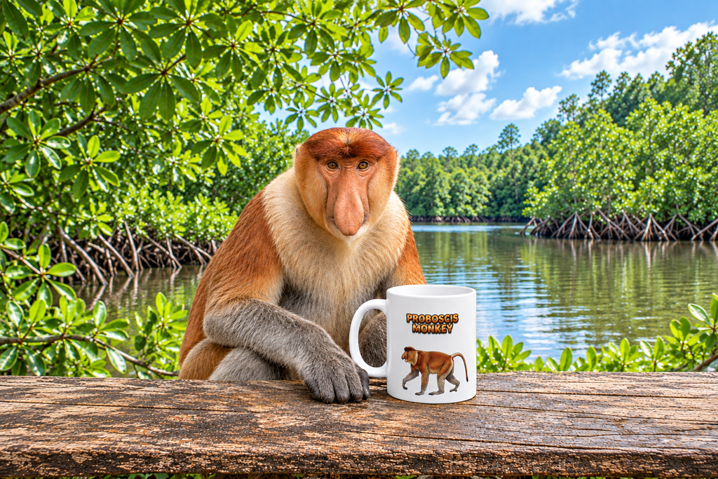 Proboscis Monkey Coffee Mug – 11oz Ceramic Mug for Animals With Facts Series 2 Gifts