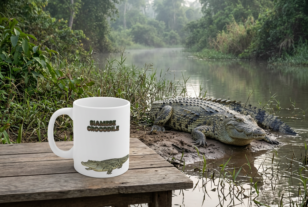 Siamese Crocodile Coffee Mug – 11oz Ceramic Mug for Animals With Facts Series 1 Gifts