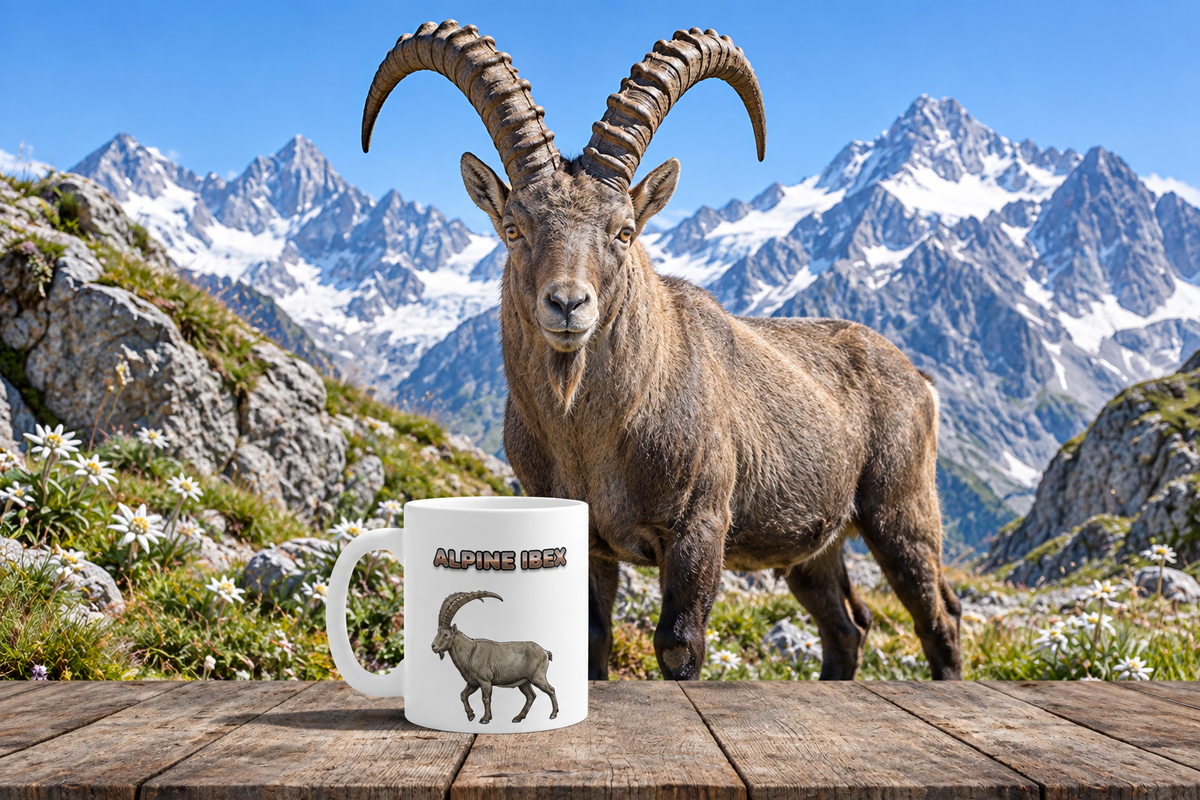 Alpine Ibex Coffee Mug – 11oz Ceramic Mug for Animals With Facts Series 3 Gifts