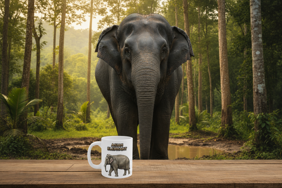 Asian Elephant Coffee Mug – 11oz Ceramic Mug for Animals With Facts Series 2 Gifts