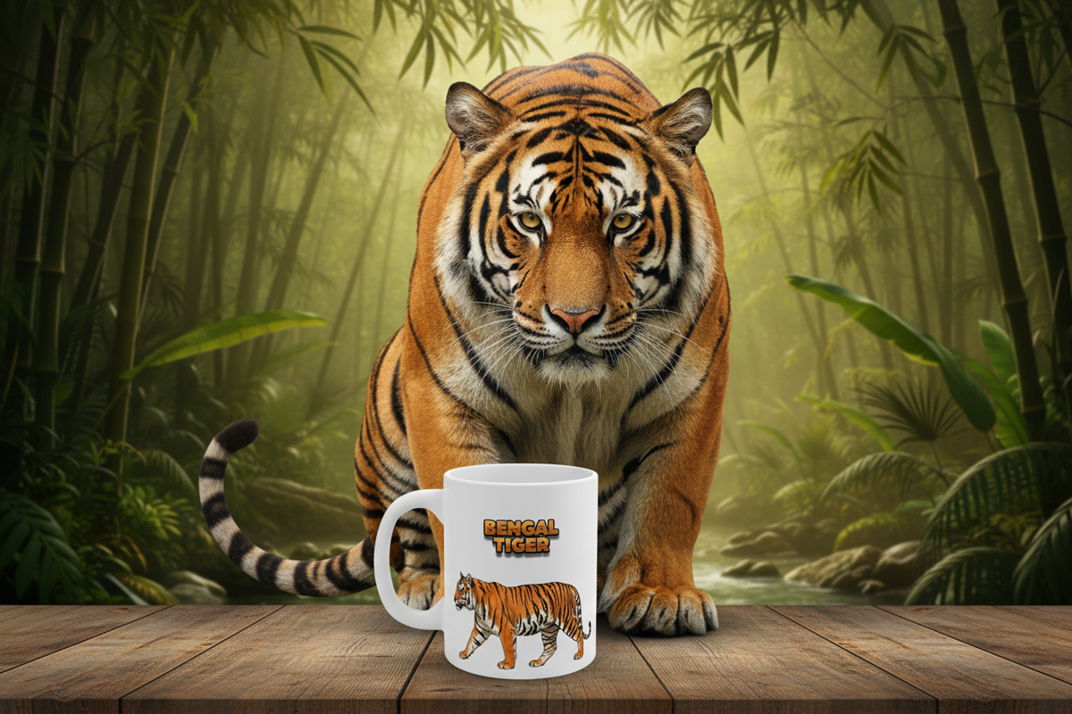 Bengal Tiger Coffee Mug – 11oz Ceramic Mug for Animals With Facts Series 2 Gifts