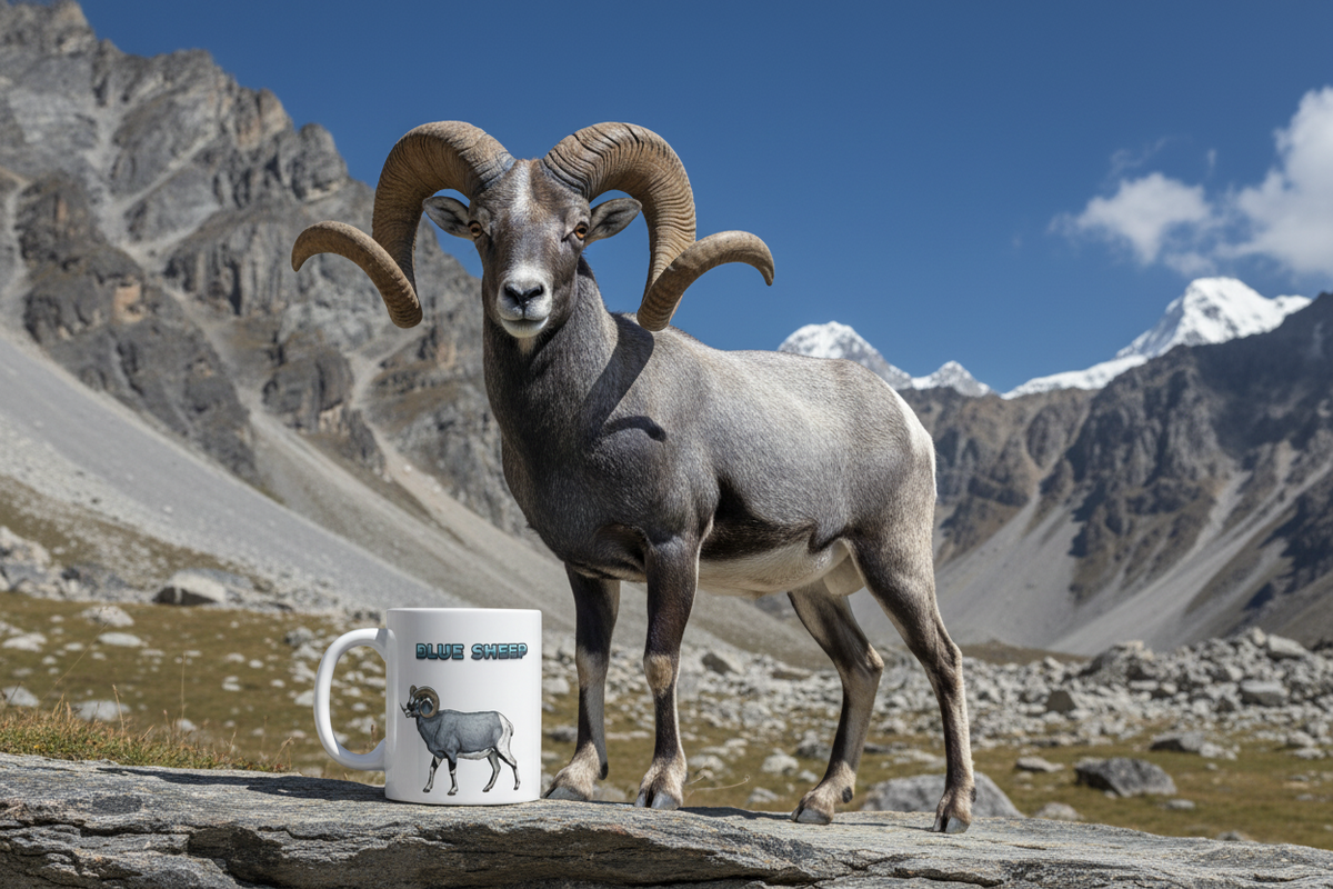 Blue Sheep Coffee Mug – 11oz Ceramic Mug for Animals With Facts Series 2 Gifts