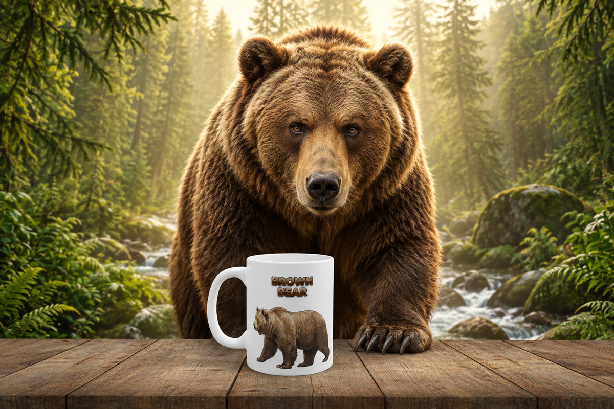 Brown Bear Coffee Mug – 11oz Ceramic Mug for Animals With Facts Series 3 Gifts