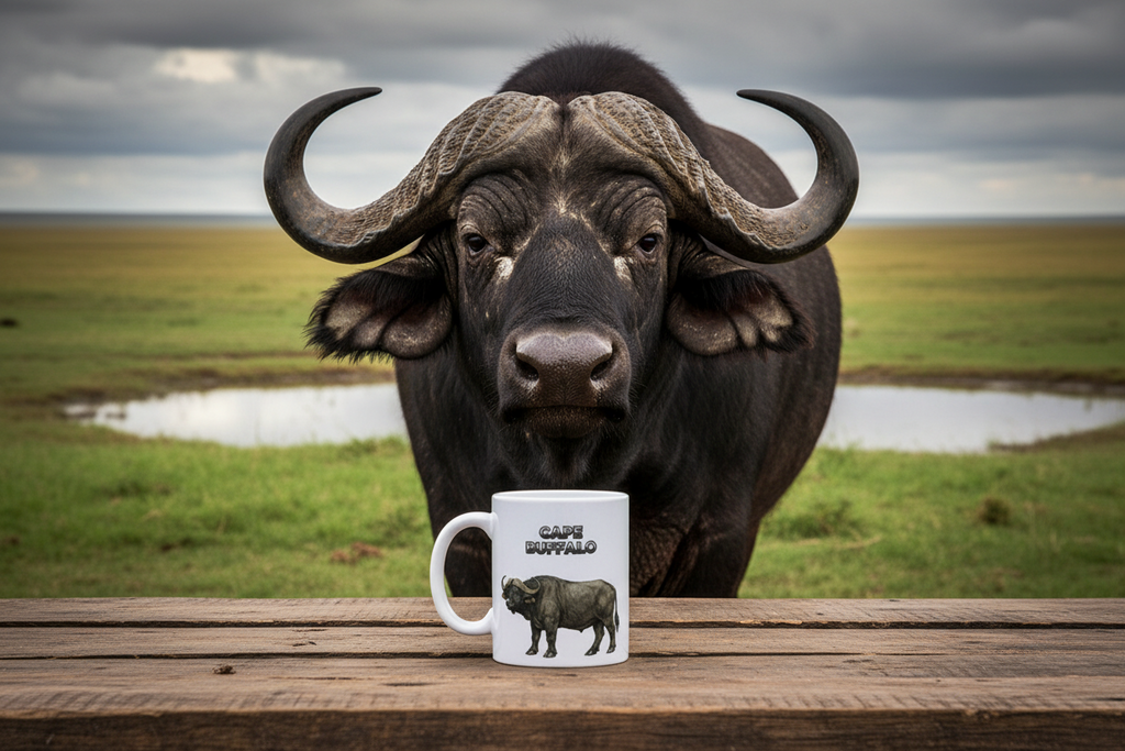 Cape Buffalo Coffee Mug – 11oz Ceramic Mug for Animals With Facts Series 1 Gifts