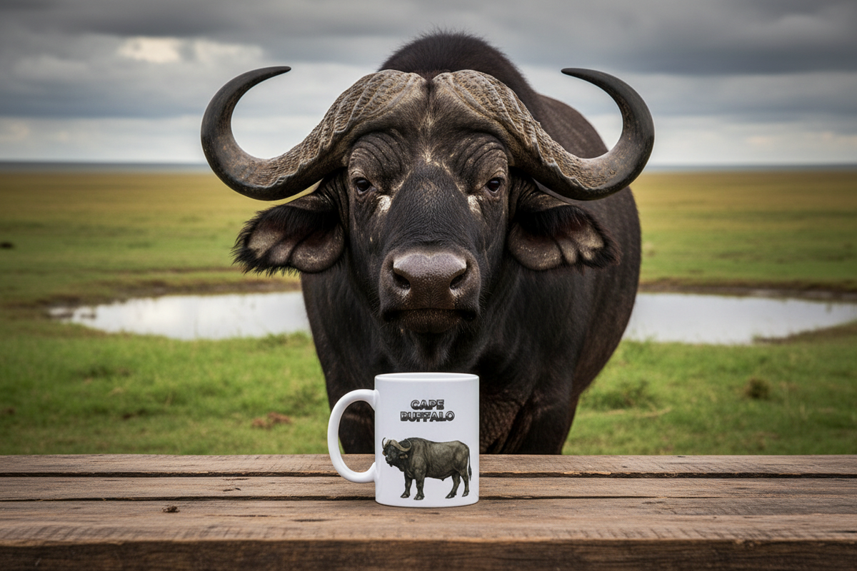 Cape Buffalo Coffee Mug – 11oz Ceramic Mug for Animals With Facts Series 1 Gifts