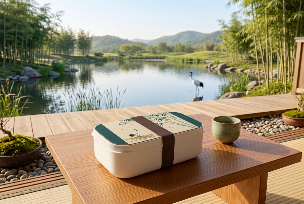 Japanese Crane & Bamboo Bento Lunch Box