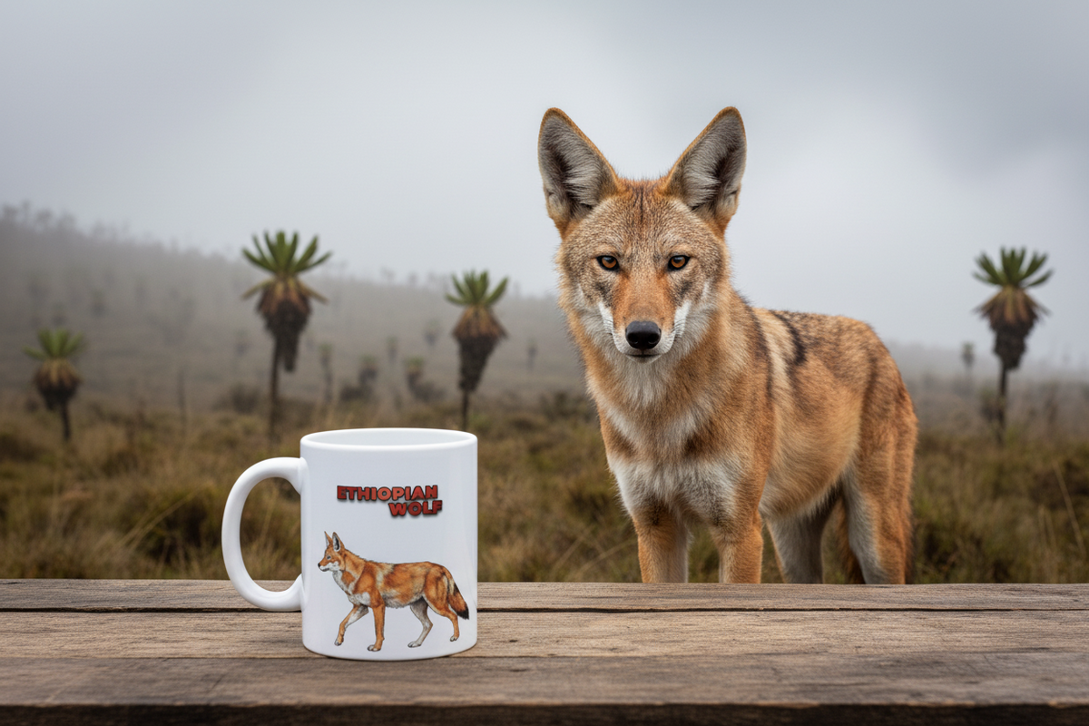 Ethiopian Wolf Coffee Mug – 11oz Ceramic Mug for Animals With Facts Series 1 Gifts