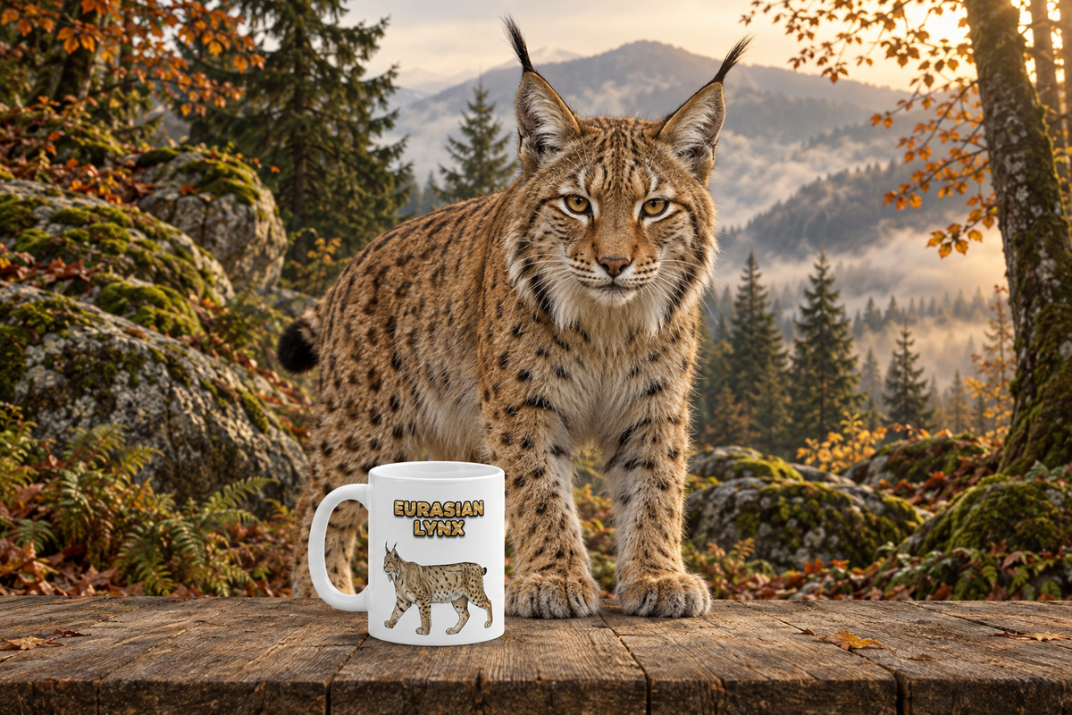 Eurasian Lynx Coffee Mug – 11oz Ceramic Mug for Animals With Facts Series 3 Gifts