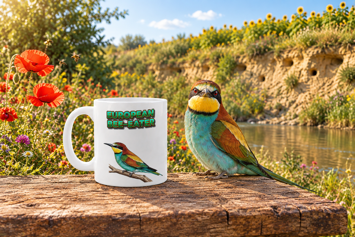 European Bee-eater Coffee Mug – 11oz Ceramic Mug for Animals With Facts Series 3 Gifts