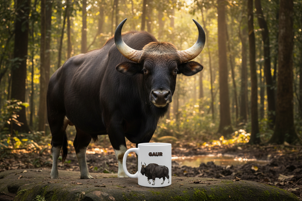 Gaur Coffee Mug – 11oz Ceramic Mug for Animals With Facts Series 2 Gifts