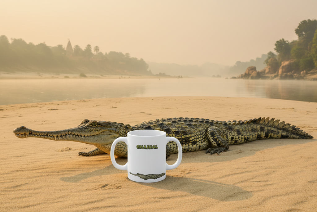 Gharial Coffee Mug – 11oz Ceramic Mug for Animals With Facts Series 2 Gifts