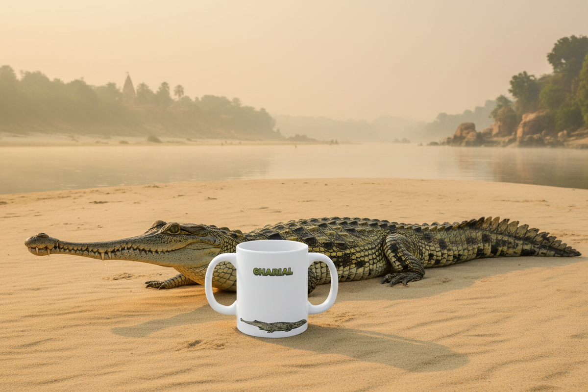 Gharial Coffee Mug – 11oz Ceramic Mug for Animals With Facts Series 2 Gifts