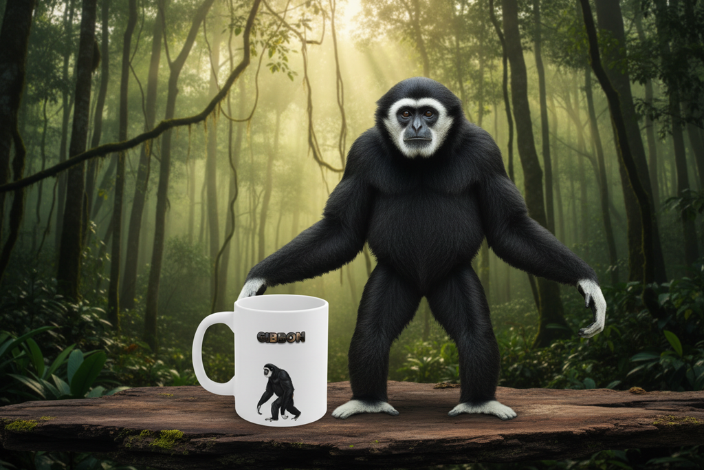 Gibbon Coffee Mug – 11oz Ceramic Mug for Animals With Facts Series 2 Gifts