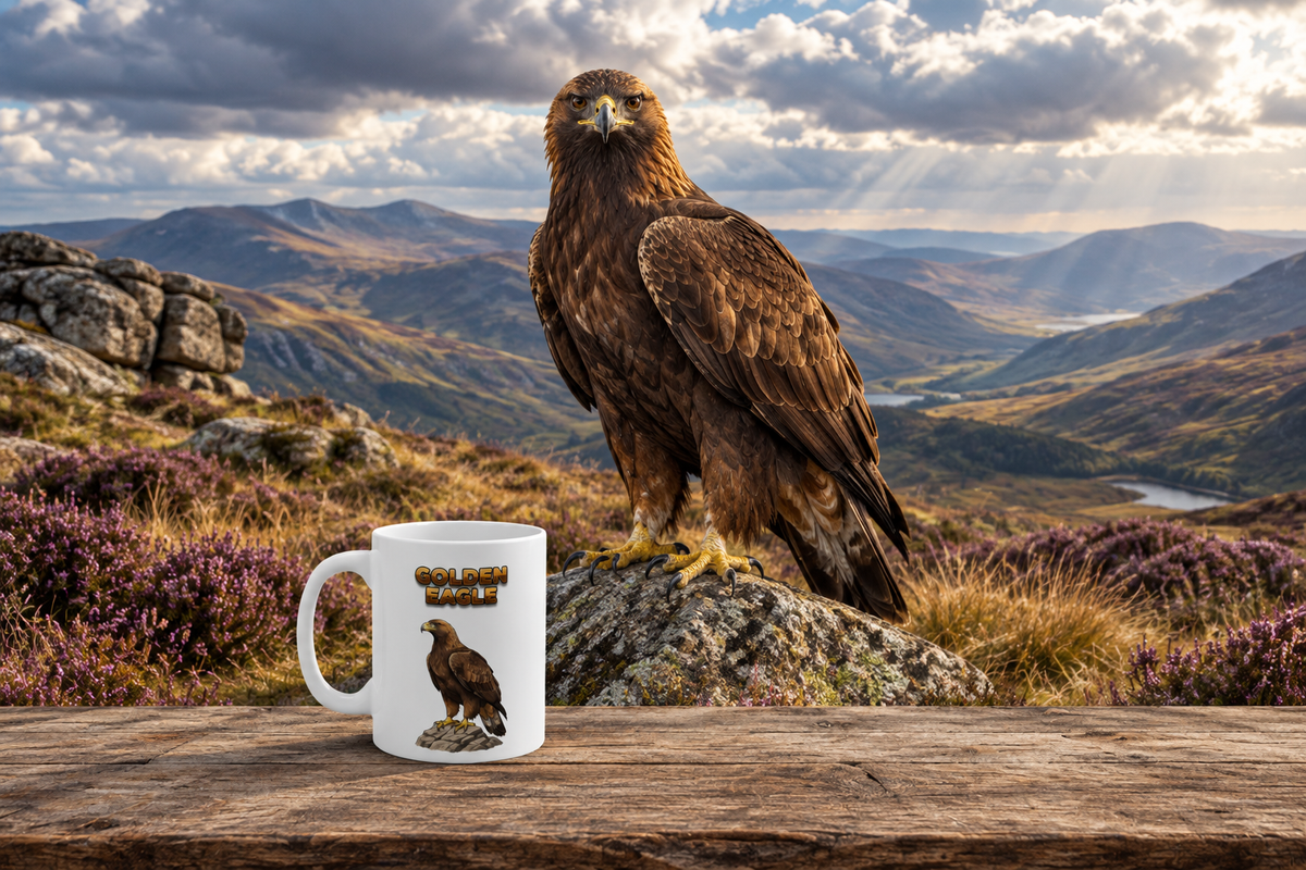 Golden Eagle Coffee Mug – 11oz Ceramic Mug for Animals With Facts Series 3 Gifts