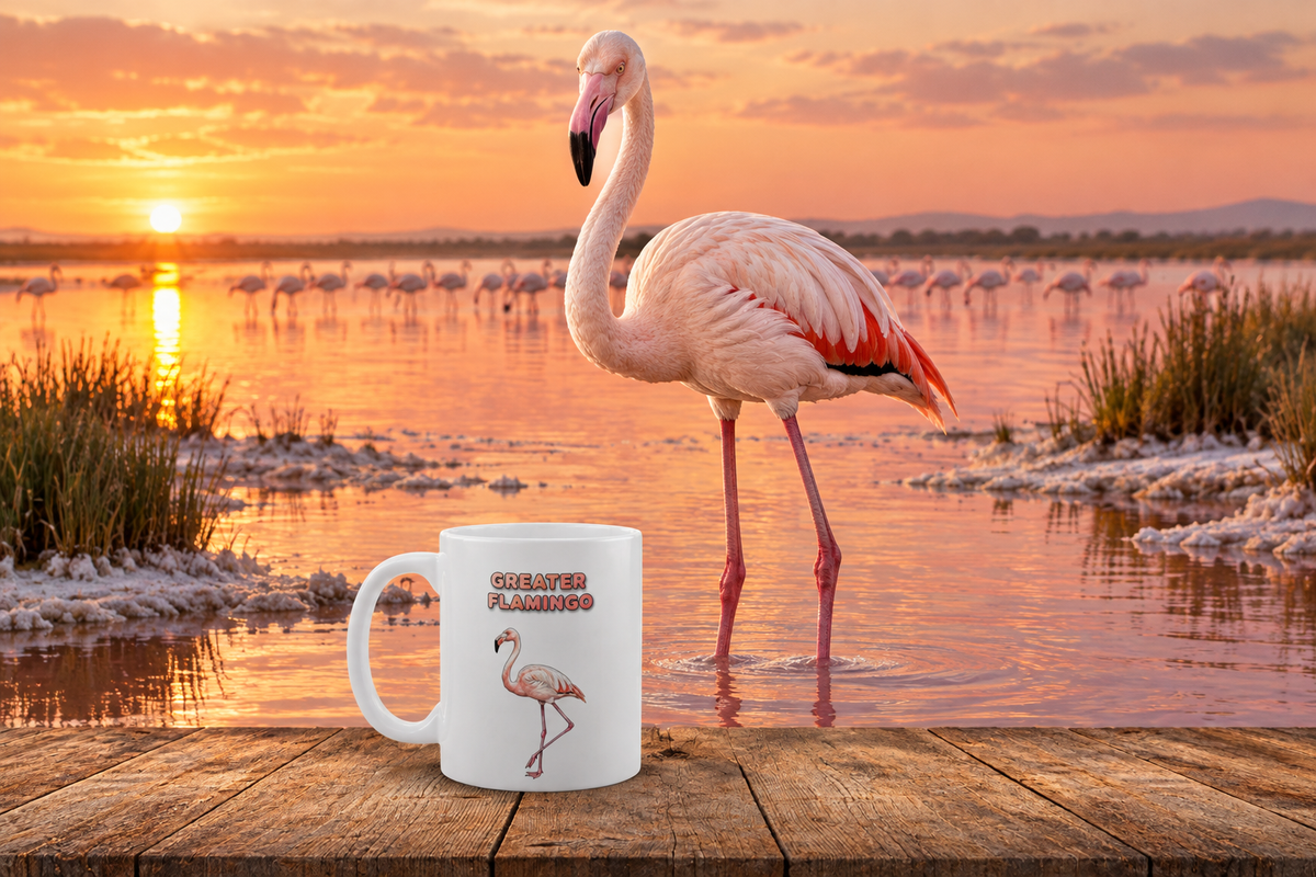 Greater Flamingo Coffee Mug – 11oz Ceramic Mug for Animals With Facts Series 3 Gifts