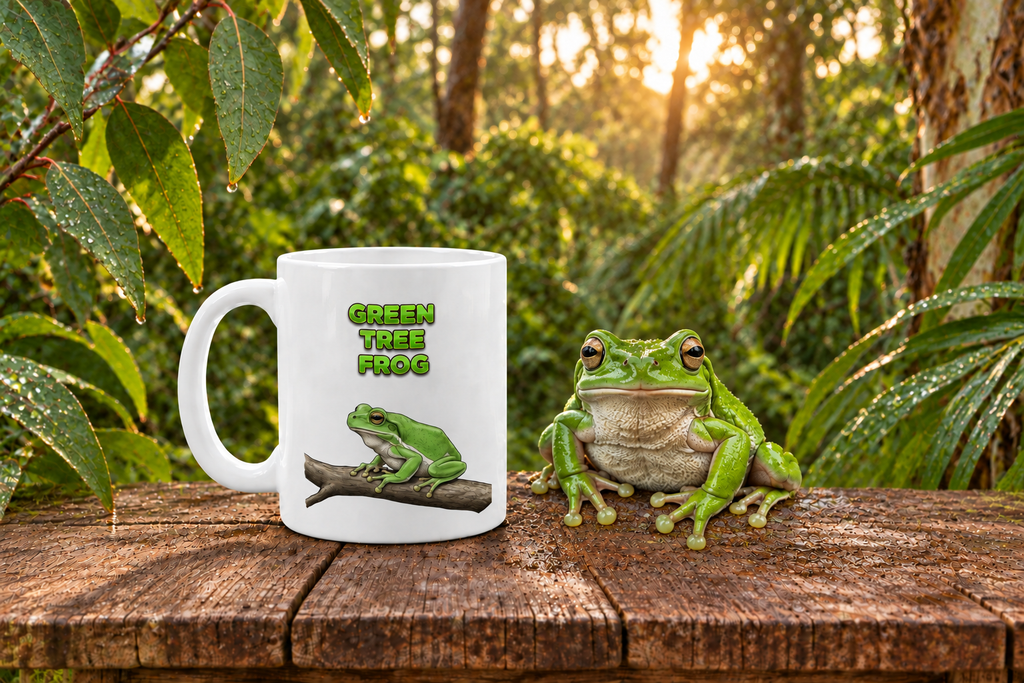 Green Tree Frog Coffee Mug – 11oz Ceramic Mug for Animals With Facts Series 3 Gifts