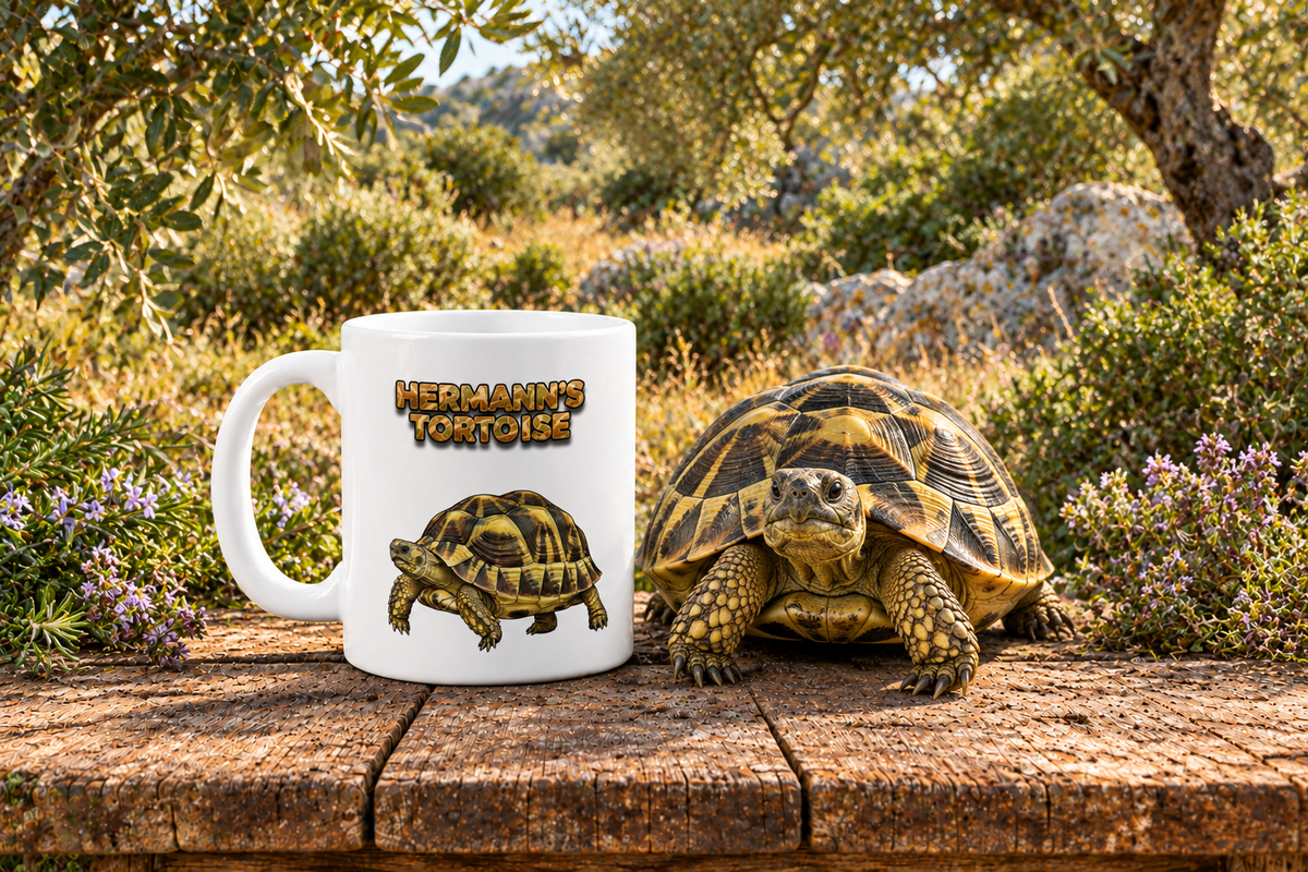 Hermann's Tortoise Coffee Mug – 11oz Ceramic Mug for Animals With Facts Series 3 Gifts