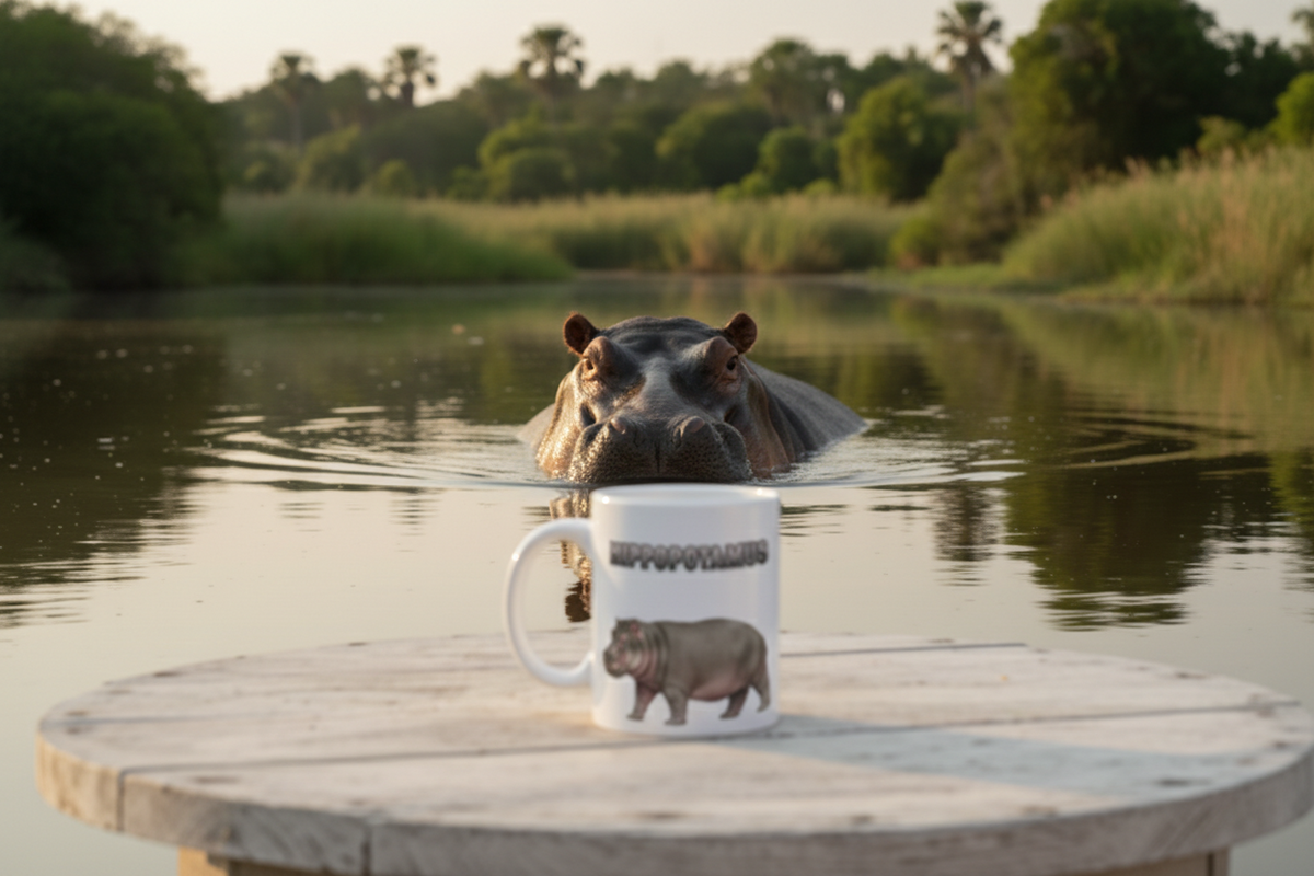 Hippopotamus Coffee Mug – 11oz Ceramic Mug for Animals With Facts Series 1 Gifts