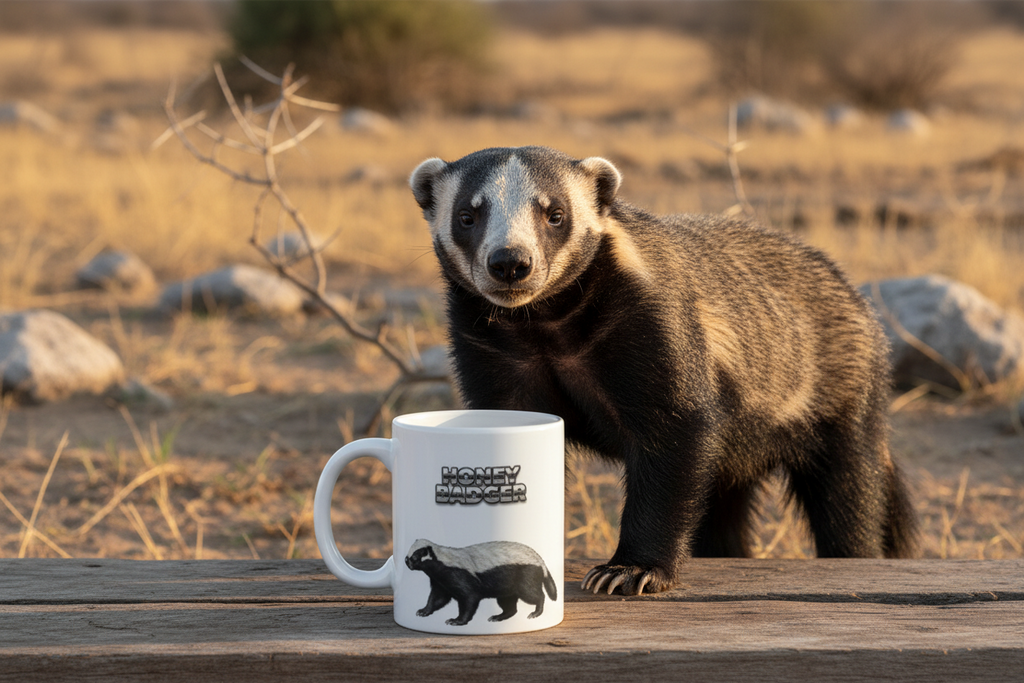 Honey Badger Coffee Mug – 11oz Ceramic Mug for Animals With Facts Series 1 Gifts