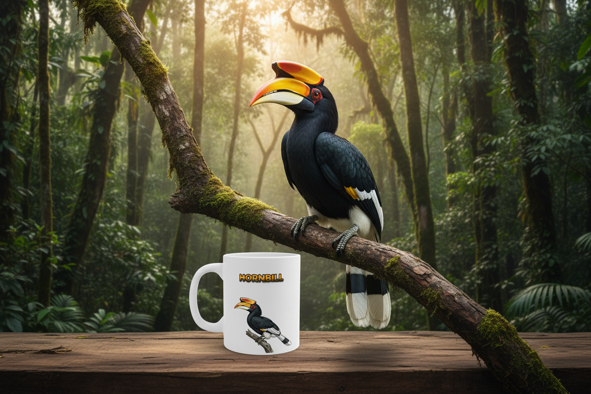 Hornbill Coffee Mug – 11oz Ceramic Mug for Animals With Facts Series 2 Gifts