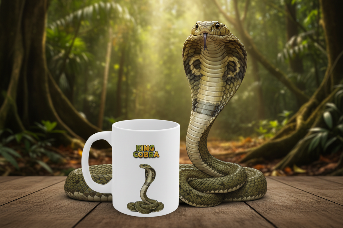 King Cobra Coffee Mug – 11oz Ceramic Mug for Animals With Facts Series 2 Gifts