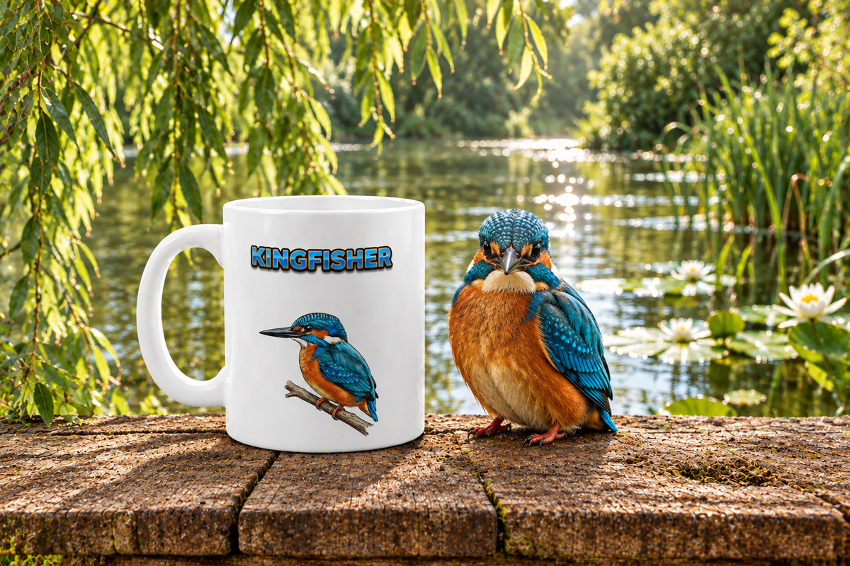 Kingfisher Coffee Mug – 11oz Ceramic Mug for Animals With Facts Series 3 Gifts
