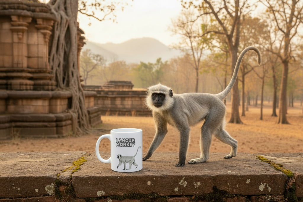 Langur Monkey Coffee Mug – 11oz Ceramic Mug for Animals With Facts Series 2 Gifts