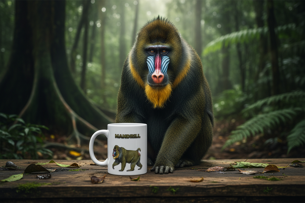 Mandrill Coffee Mug – 11oz Ceramic Mug for Animals With Facts Series 1 Gifts