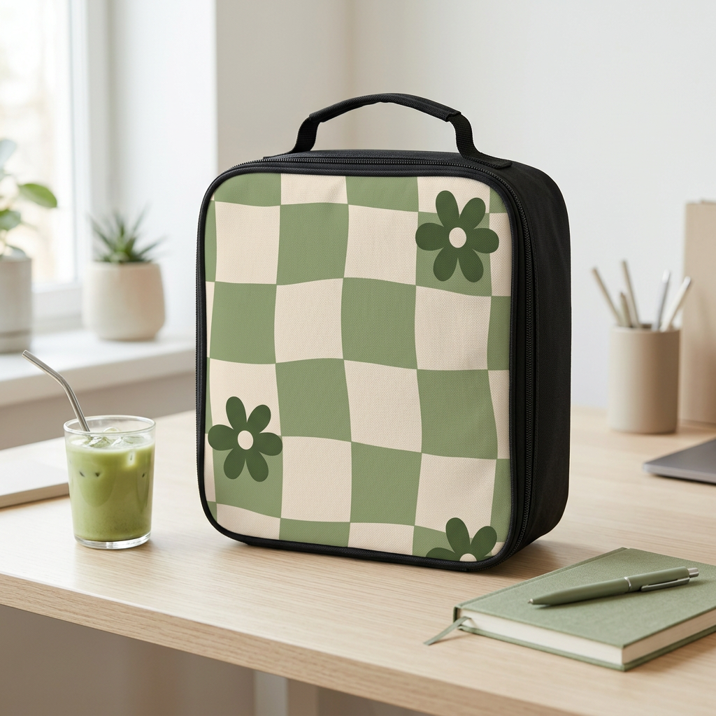 Matcha Checker Lunch Bag