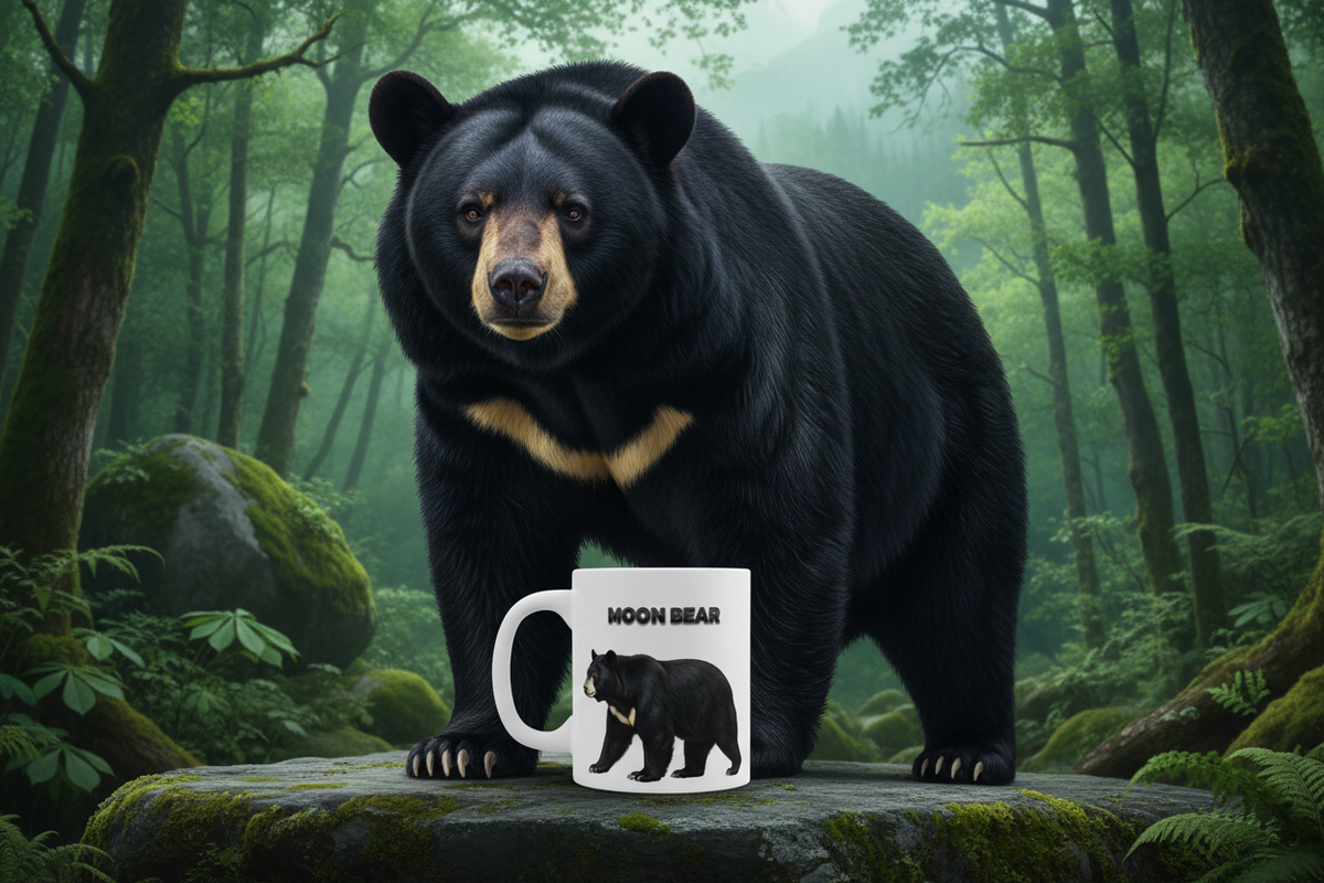 Moon Bear Coffee Mug – 11oz Ceramic Mug for Animals With Facts Series 2 Gifts