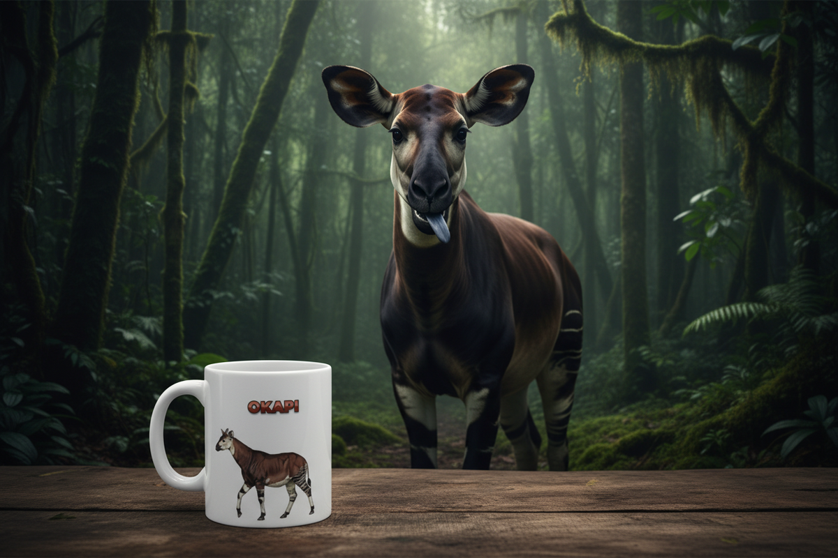 Okapi Coffee Mug – 11oz Ceramic Mug for Animals With Facts Series 1 Gifts