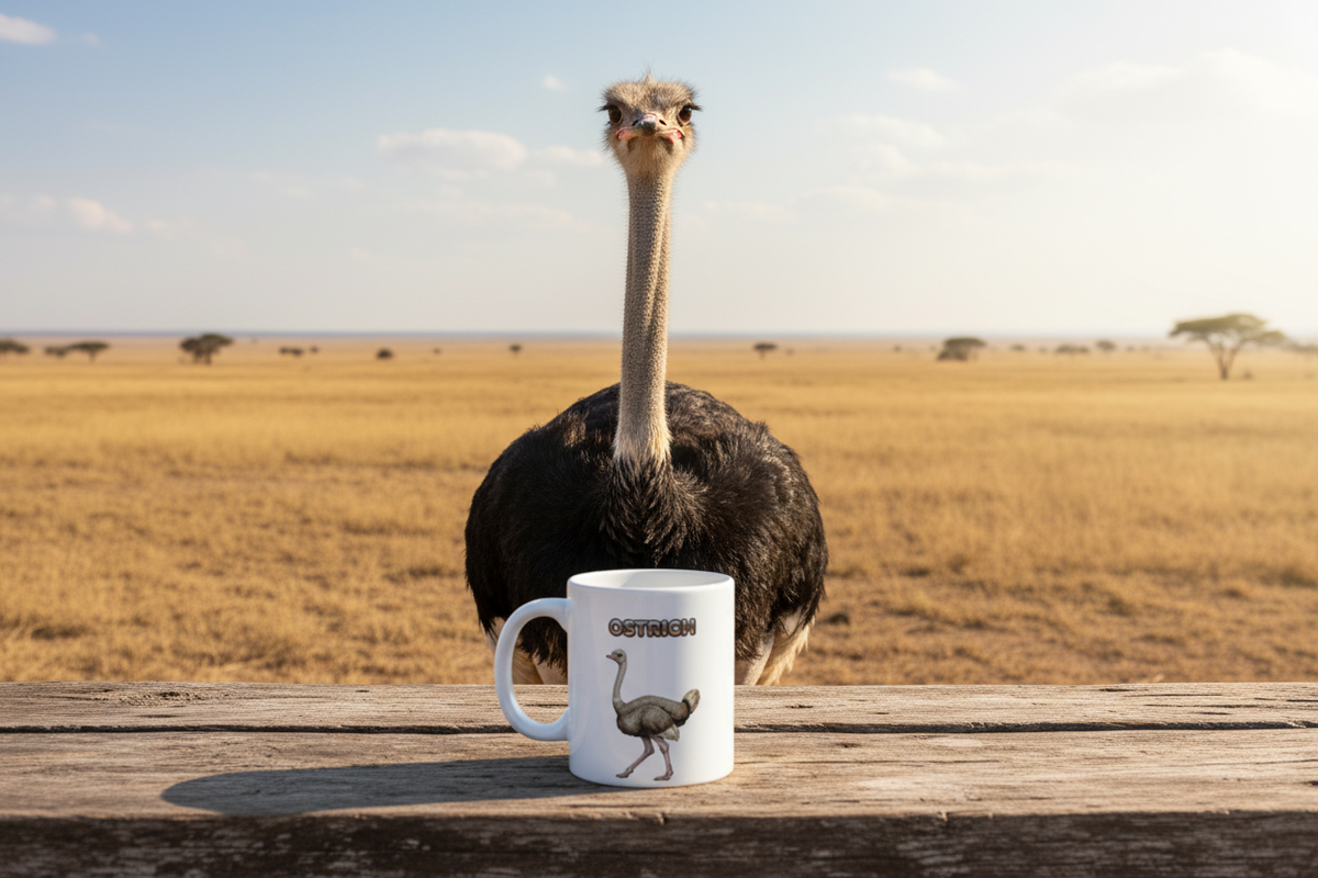 Ostrich Coffee Mug – 11oz Ceramic Mug for Animals With Facts Series 1 Gifts