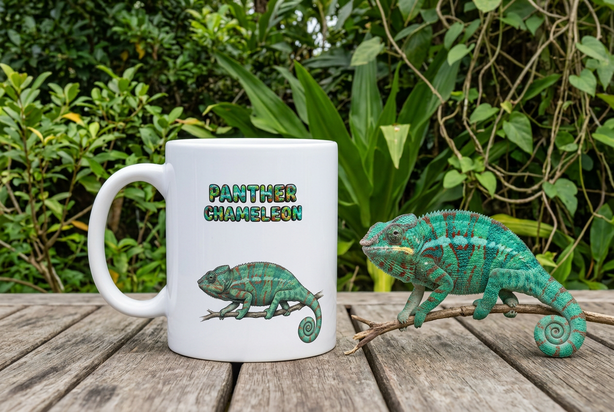Panther Chameleon Coffee Mug – 11oz Ceramic Mug for Animals With Facts Series 1 Gifts
