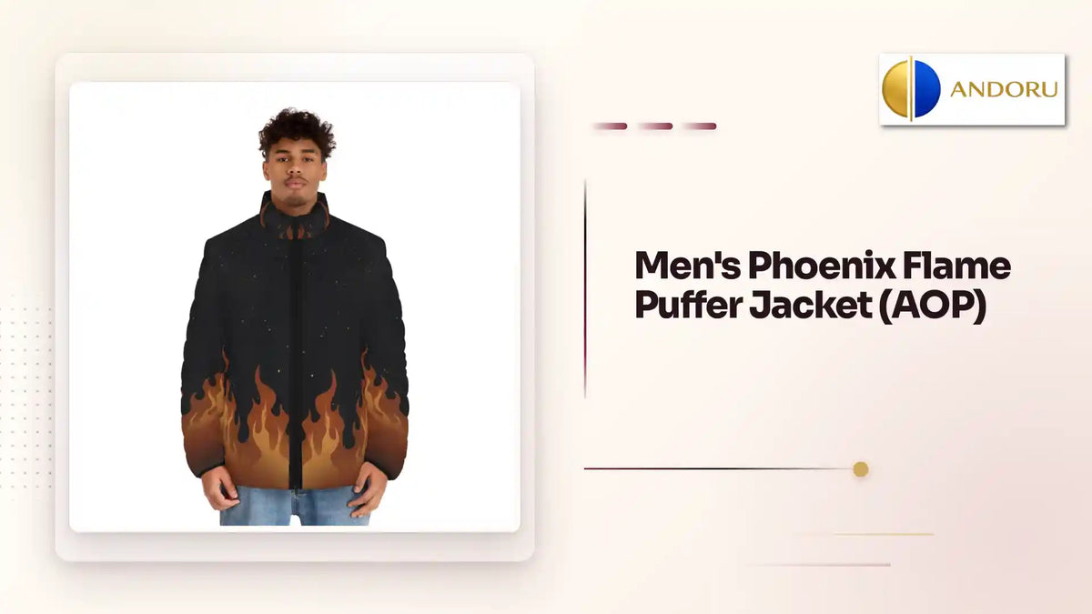 Men's Phoenix Flame Puffer Jacket (AOP) by@Outfy