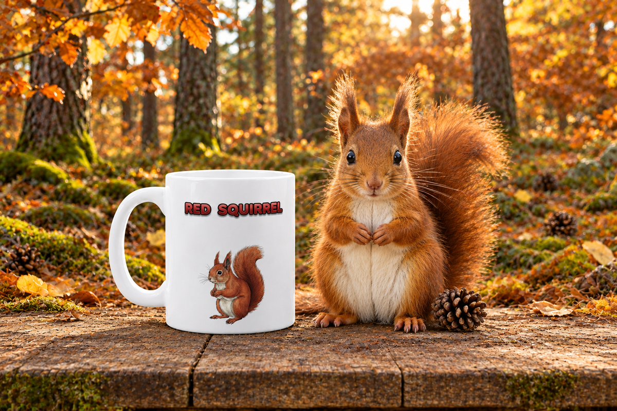 Red Squirrel Coffee Mug – 11oz Ceramic Mug for Animals With Facts Series 3 Gifts