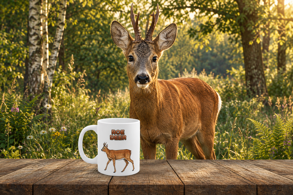 Roe Deer Coffee Mug – 11oz Ceramic Mug for Animals With Facts Series 3 Gifts