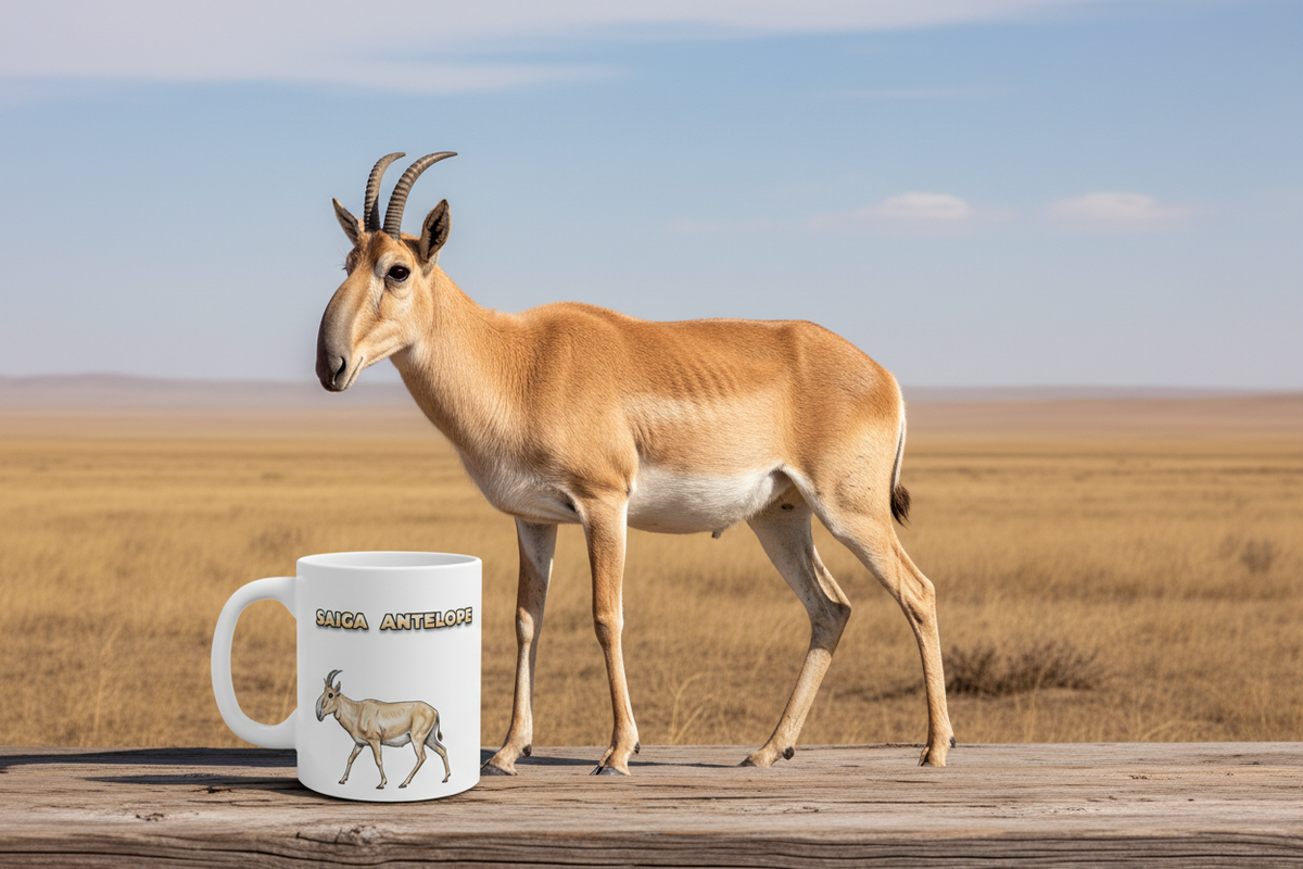 Saiga Antelope Coffee Mug – 11oz Ceramic Mug for Animals With Facts Series 2 Gifts