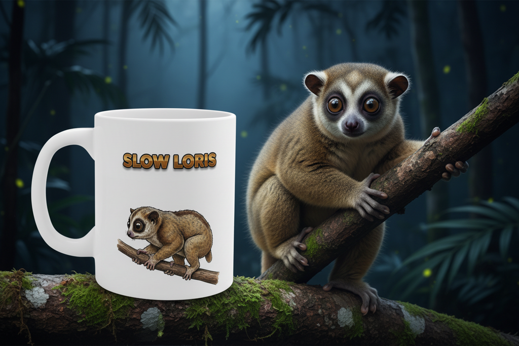 Slow Loris Coffee Mug – 11oz Ceramic Mug for Animals With Facts Series 2 Gifts
