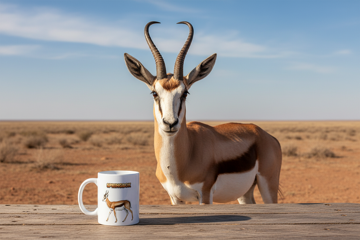 Springbok Coffee Mug – 11oz Ceramic Mug for Animals With Facts Series 1 Gifts