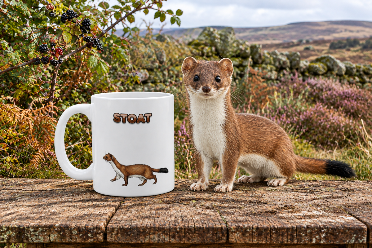 Stoat Coffee Mug – 11oz Ceramic Mug for Animals With Facts Series 3 Gifts