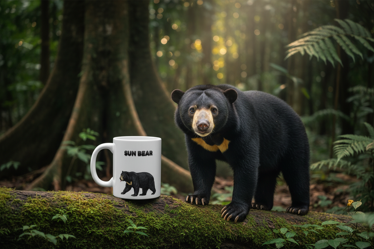 Sun Bear Coffee Mug – 11oz Ceramic Mug for Animals With Facts Series 2 Gifts