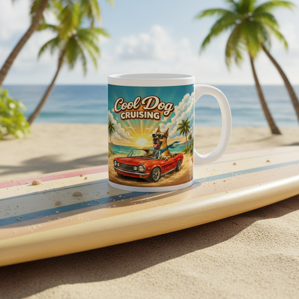 Mug — Cool Dog Cruising - Retro Dog Driving Club Limited Edition (11oz)