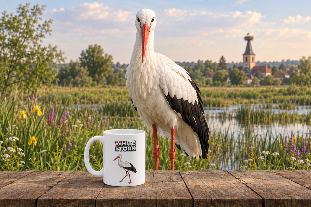 White Stork Coffee Mug – 11oz Ceramic Mug for Animals With Facts Series 3 Gifts