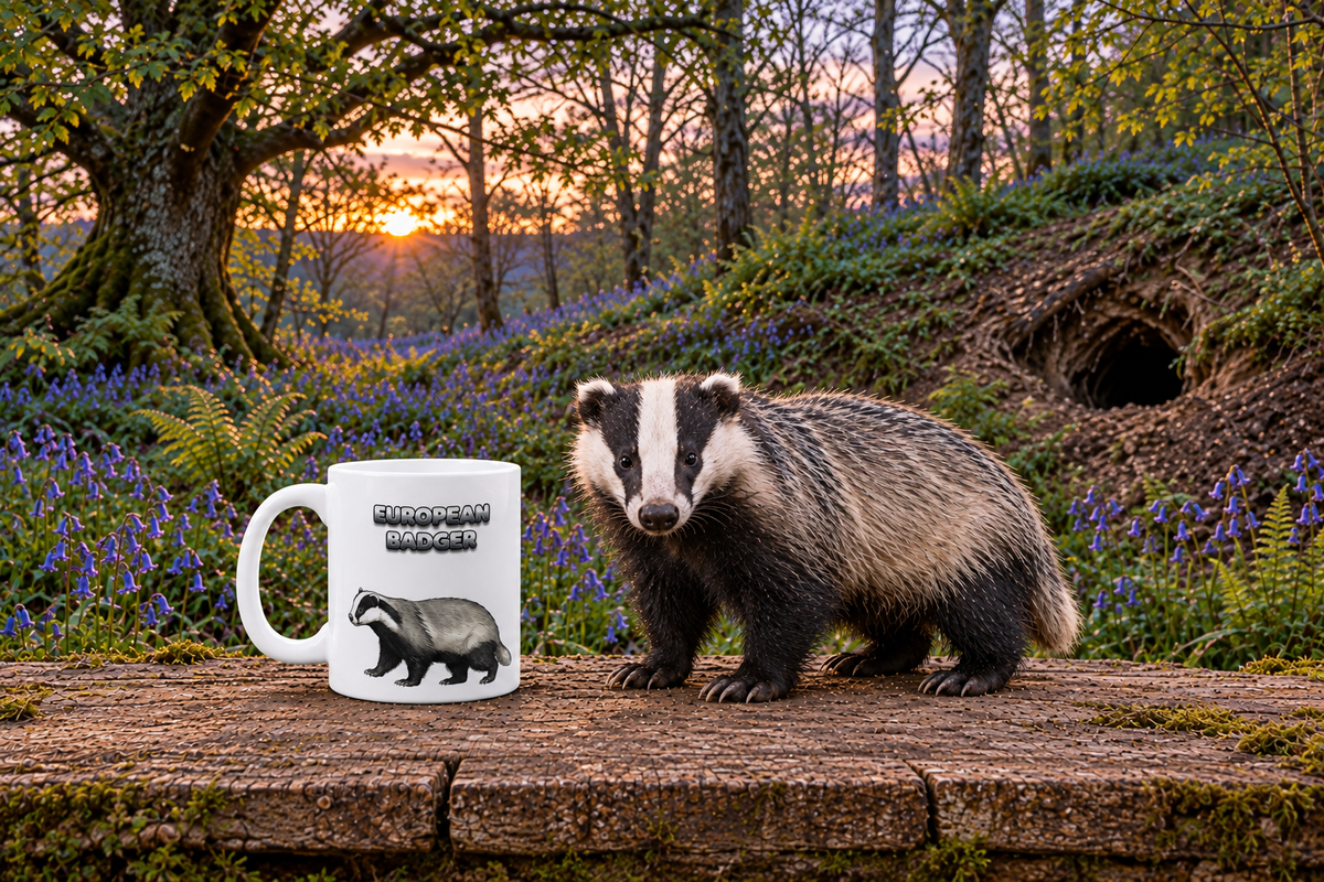 European Badger Coffee Mug – 11oz Ceramic Mug for Animals With Facts Series 3 Gifts